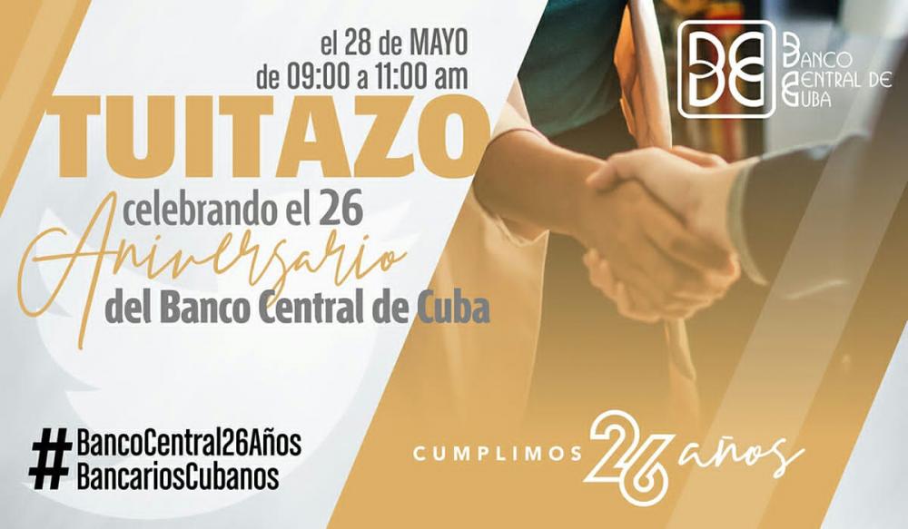 Imagen relacionada con la noticia:Convocatoria a tuitazo por el 26 aniversario del Banco Central de Cuba