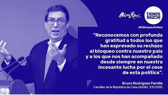 Imagen relacionada con la noticia :Bruno Rodríguez: No hay familia cubana que no sufra las consecuencias del bloqueo