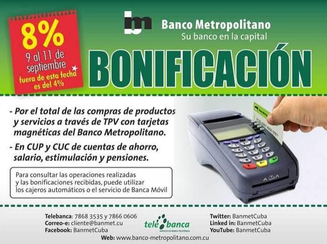 Imagen relacionada con la noticia :Bonificación del 9 al 11 de septiembre. Banco Metropolitano