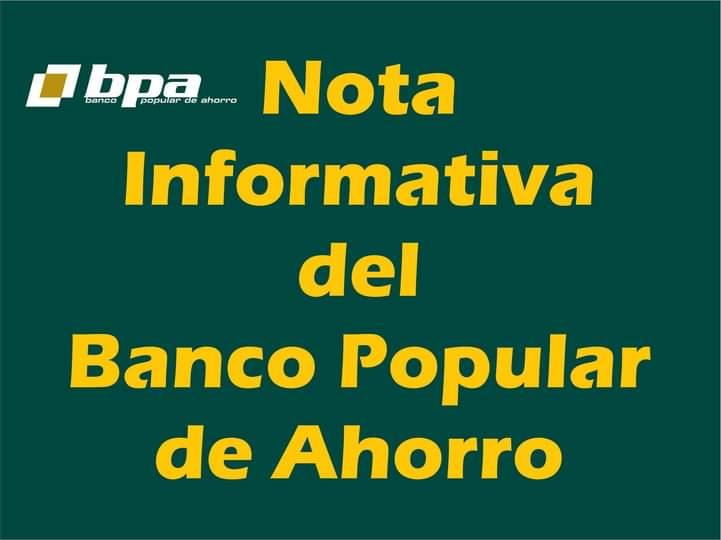 Imagen relacionada con la noticia :Nota Informativa del Banco Popular de Ahorro